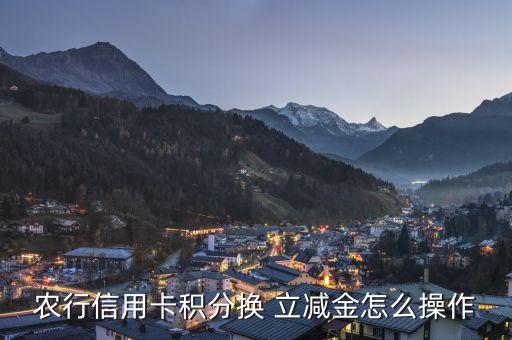 农业银行立减金怎么弄