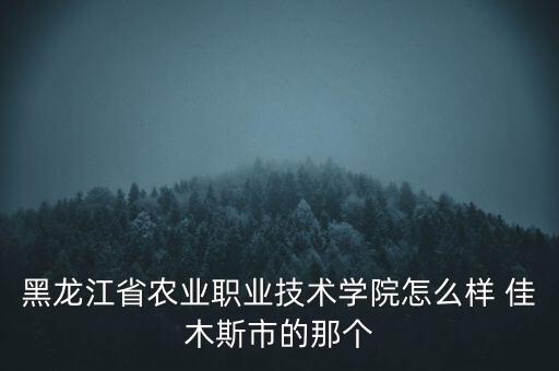 黑龙江省农业职业技术学院怎么样 佳木斯市的那个