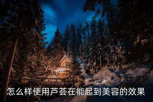 怎么样使用芦荟在能起到美容的效果