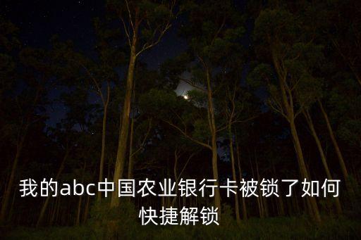 我的abc中国农业银行卡被锁了如何快捷解锁