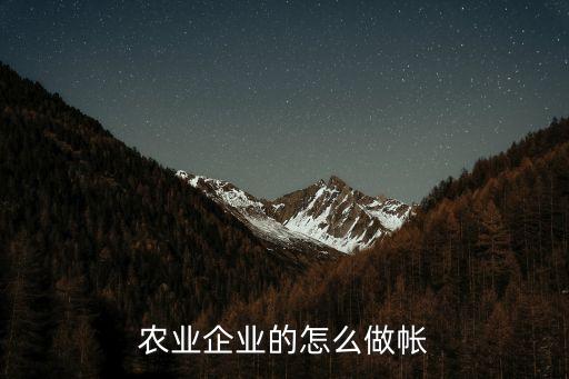 农业企业的怎么做帐