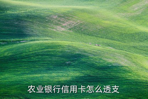 农业银行信用卡怎么透支