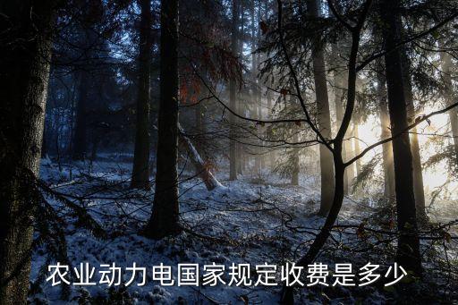 农业动力电国家规定收费是多少