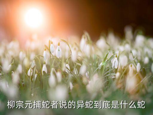 异蛇，柳宗元捕蛇者说的异蛇到底是什么蛇