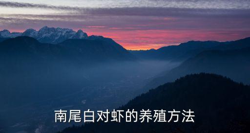 南尾白对虾的养殖方法