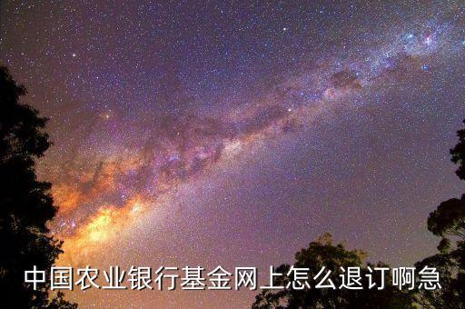 中国农业银行基金网上怎么退订啊急