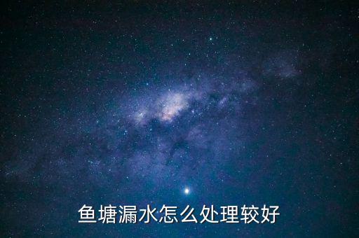 鱼塘漏水怎么处理较好