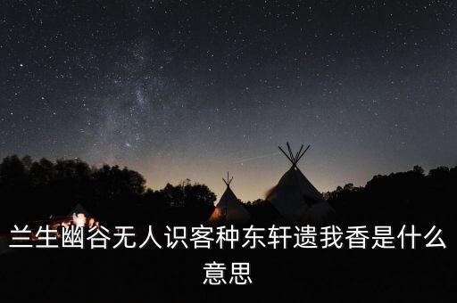 兰生幽谷无人识，兰生幽谷无人识客种东轩遗我香是什么意思