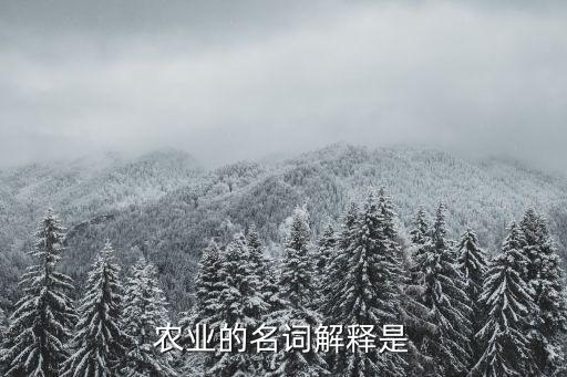 农业的名词解释是