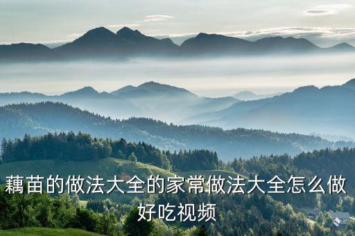 藕苗的做法大全的家常做法大全怎么做好吃视频