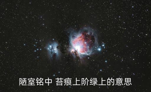 苔痕，苔痕上阶绿下一句