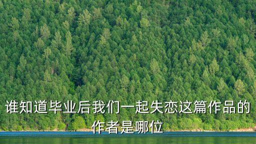 谁知道毕业后我们一起失恋这篇作品的作者是哪位