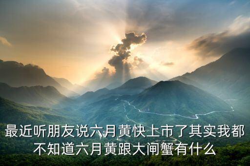 六月黄，苏蟹阁的六月黄和阳澄湖大闸蟹有什么区别啊