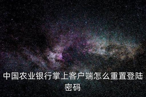 中国农业银行掌上客户端怎么重置登陆密码