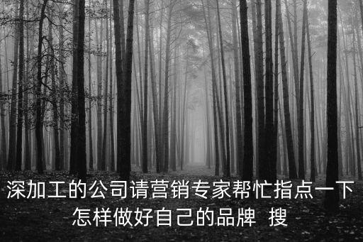 深加工的公司请营销专家帮忙指点一下怎样做好自己的品牌  搜