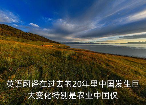 英语翻译在过去的20年里中国发生巨大变化特别是农业中国仅