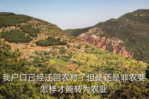 易地搬迁后怎么发展农业，我户口已经迁回农村了但是还是非农要怎样才能转为农业