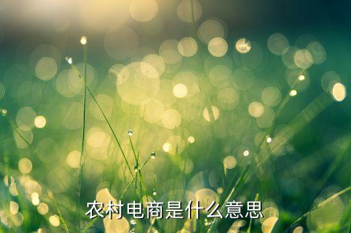 农村电商是什么意思
