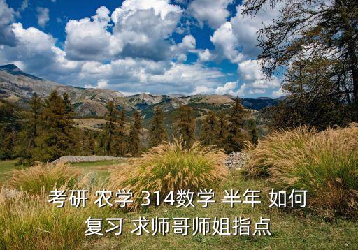 农业研究生怎么学数学，农学314的数学难吗